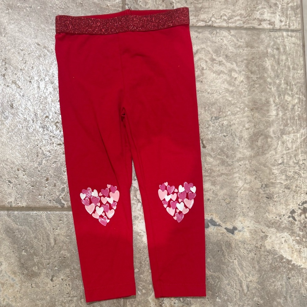 Size 2T Way to Celebrate Valentines day Red Heart Patch Kids Leggings